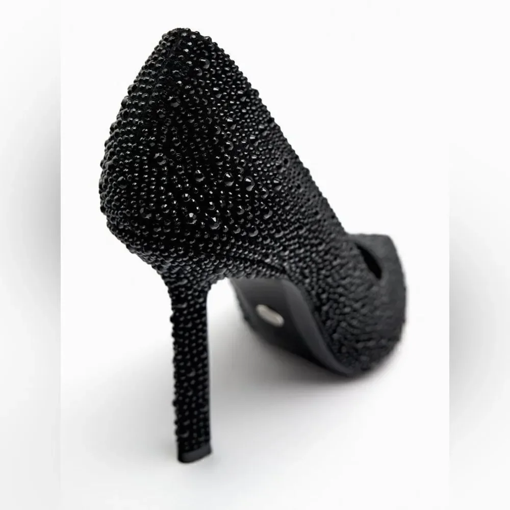 ZARA CRYSTAL HIGH HEELED SHOES BLACK